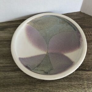 Abstract Ceramic Platter with Purple and Grey Design